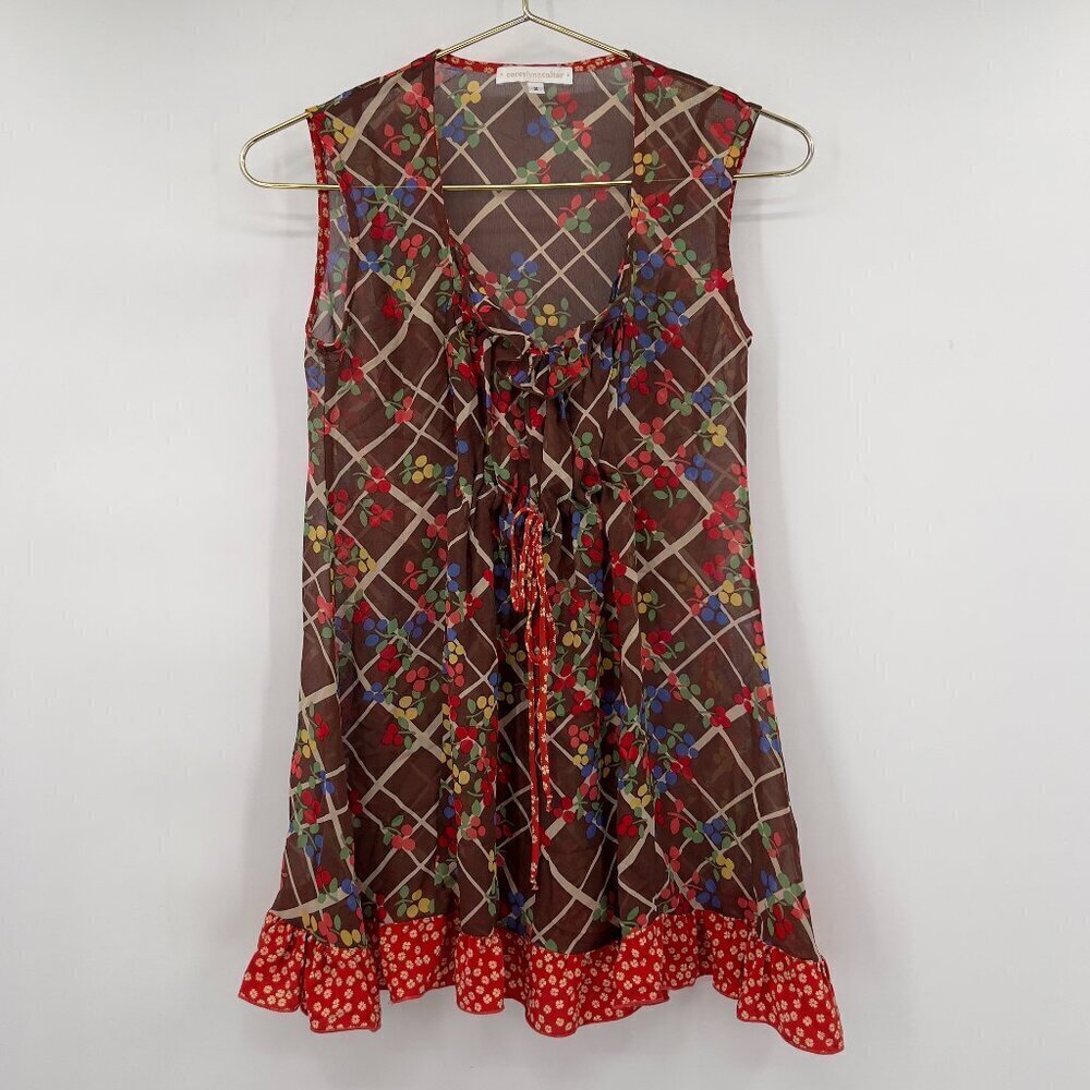 Corey Lynn Calter 100% Silk Boho Floral Sleeveless Tunic Top – Size 2